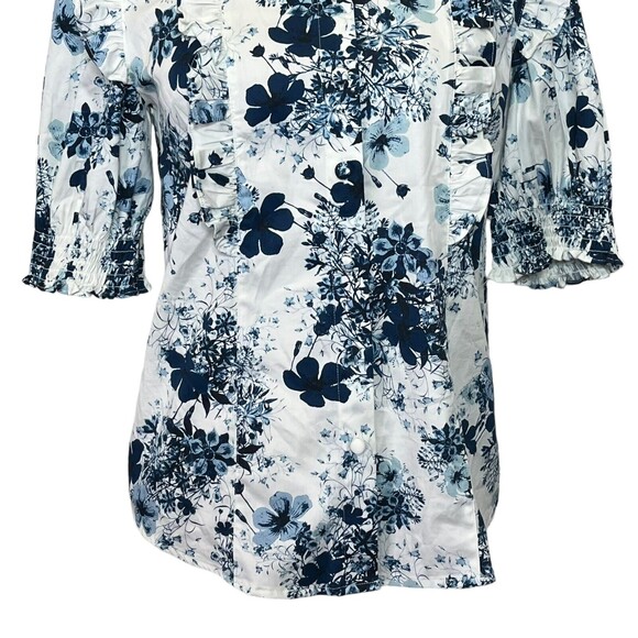 Universal Standard Erdem Kalina Floral Ruffle Shirt Size XS Button Up - Picture 3 of 11